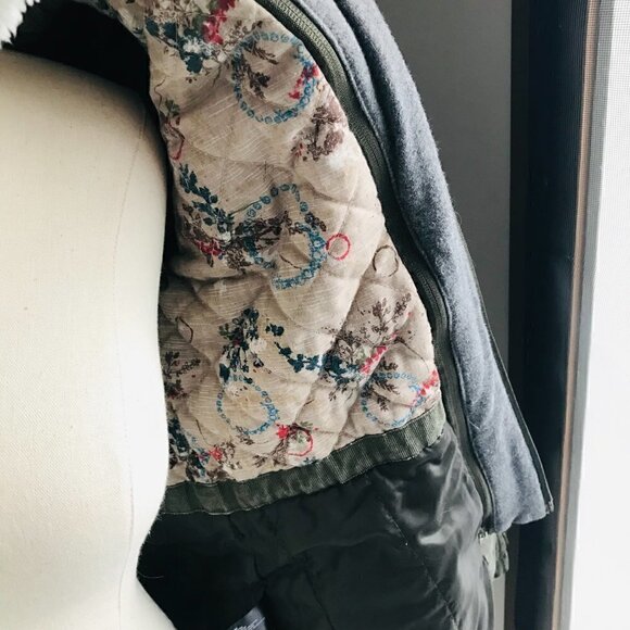 Buffalo David Bitton Outerwear Green Belted Jacket Faux Fur Hood Size M - Picture 6 of 12